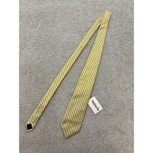 NWT Men's Brooks Brothers All Silk Yellow White Striped Tie